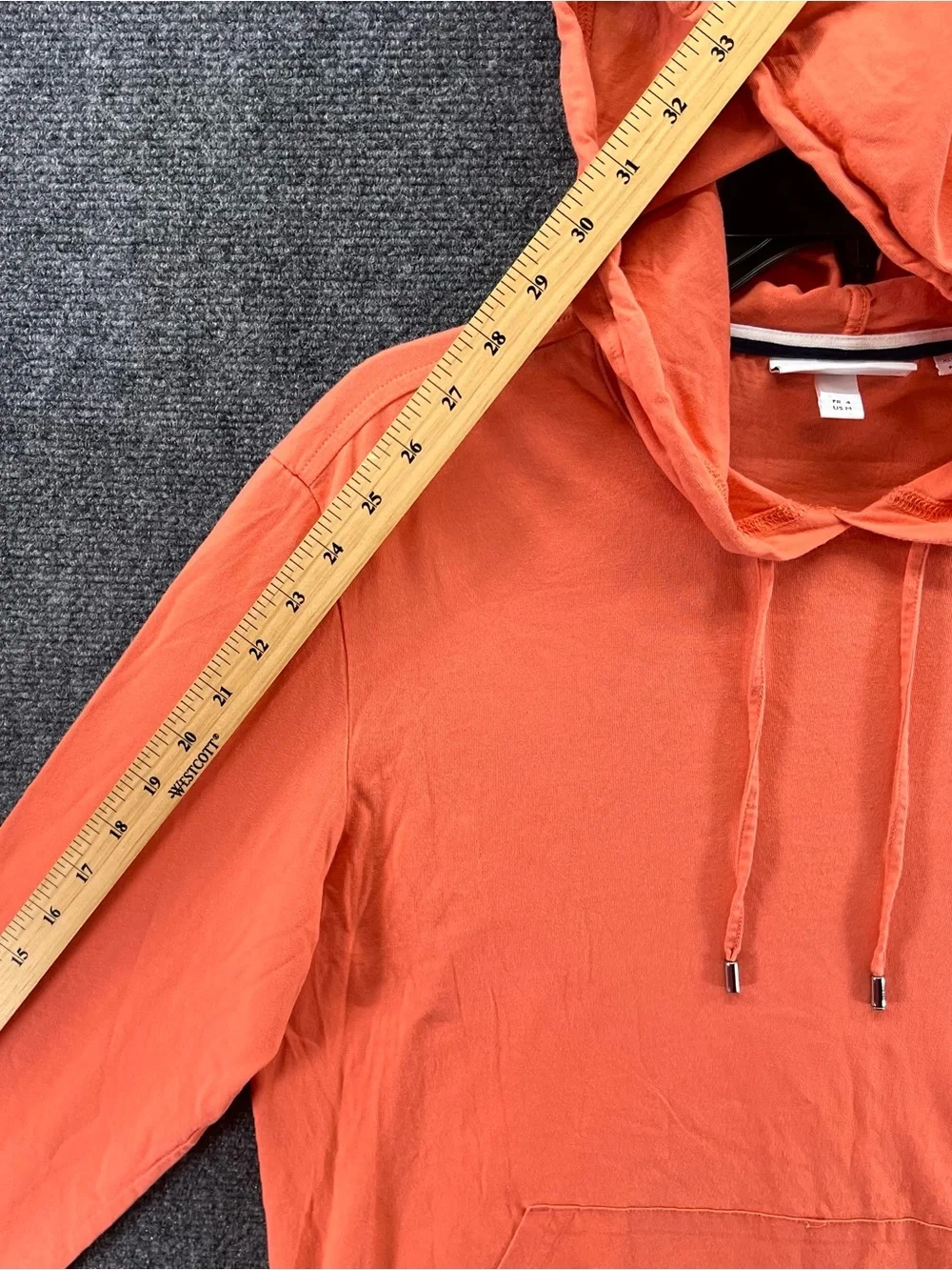 Lacoste Hoodie Mens M Orange Cotton Jersey Lightweight Logo Pullover Sweatshirt